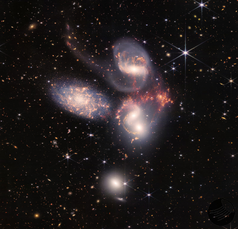 Stephan's Quintet (NIRCam and MIRI Composite Image) 